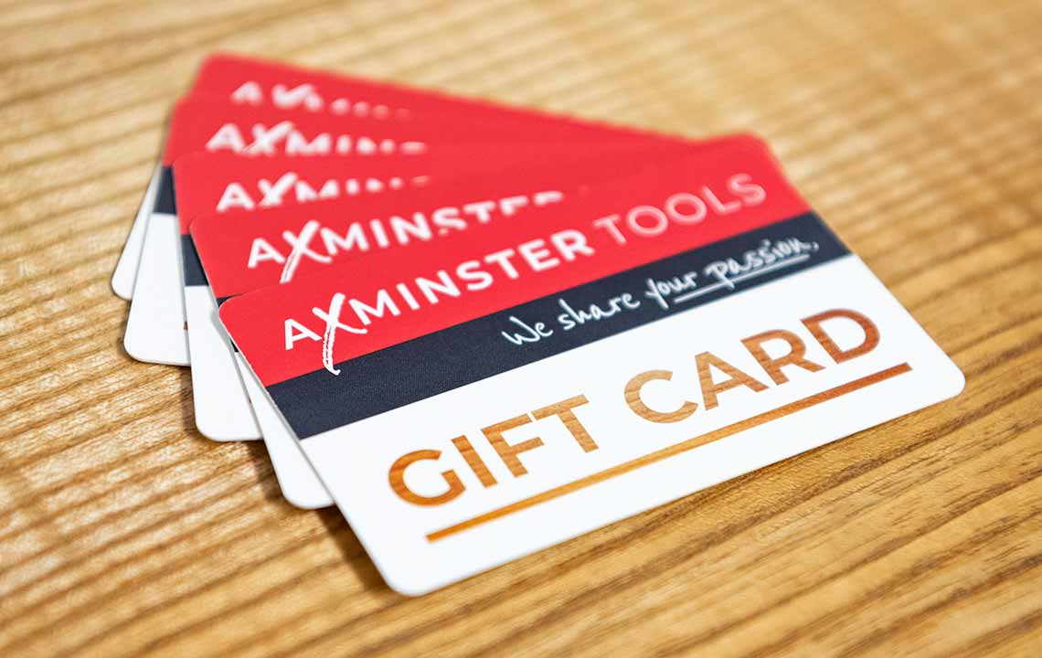 Axminster Tools wallet containing a gift card